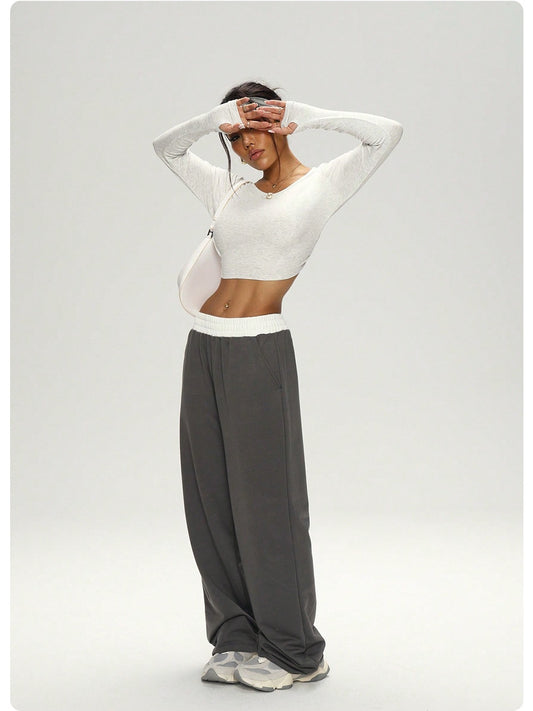Long Sleeve Crop Top & Wide-Leg Pants