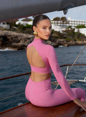 Seashell Flower Halter  Long Sleeve Top