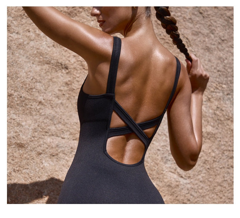 Cross-Back Yoga Bodysuit