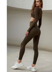 Autumn & Winter Nude Yoga Set | Slim-Fit & Tummy Control