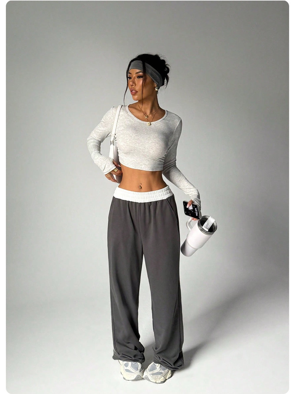 Long Sleeve Crop Top & Wide-Leg Pants