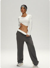 Long Sleeve Crop Top & Wide-Leg Pants