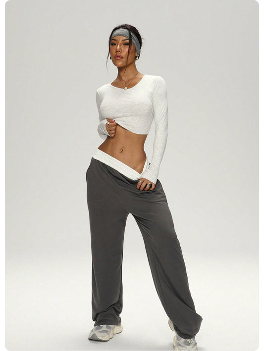 Long Sleeve Crop Top & Wide-Leg Pants
