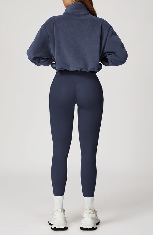 YOHA women's fleece-lined workout jacket in midnight blue