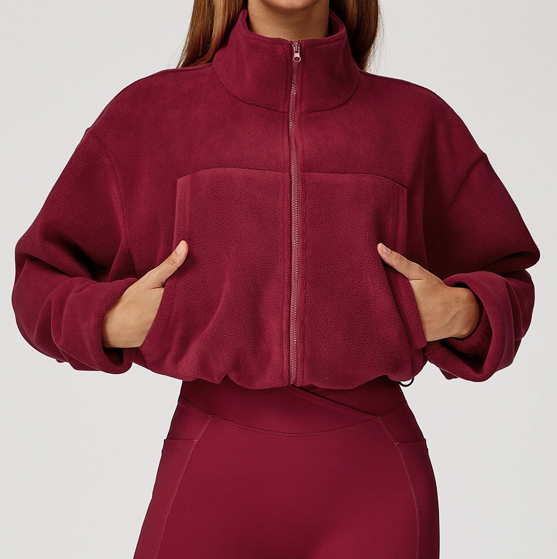 YOHA women's fleece-lined workout jacket in green