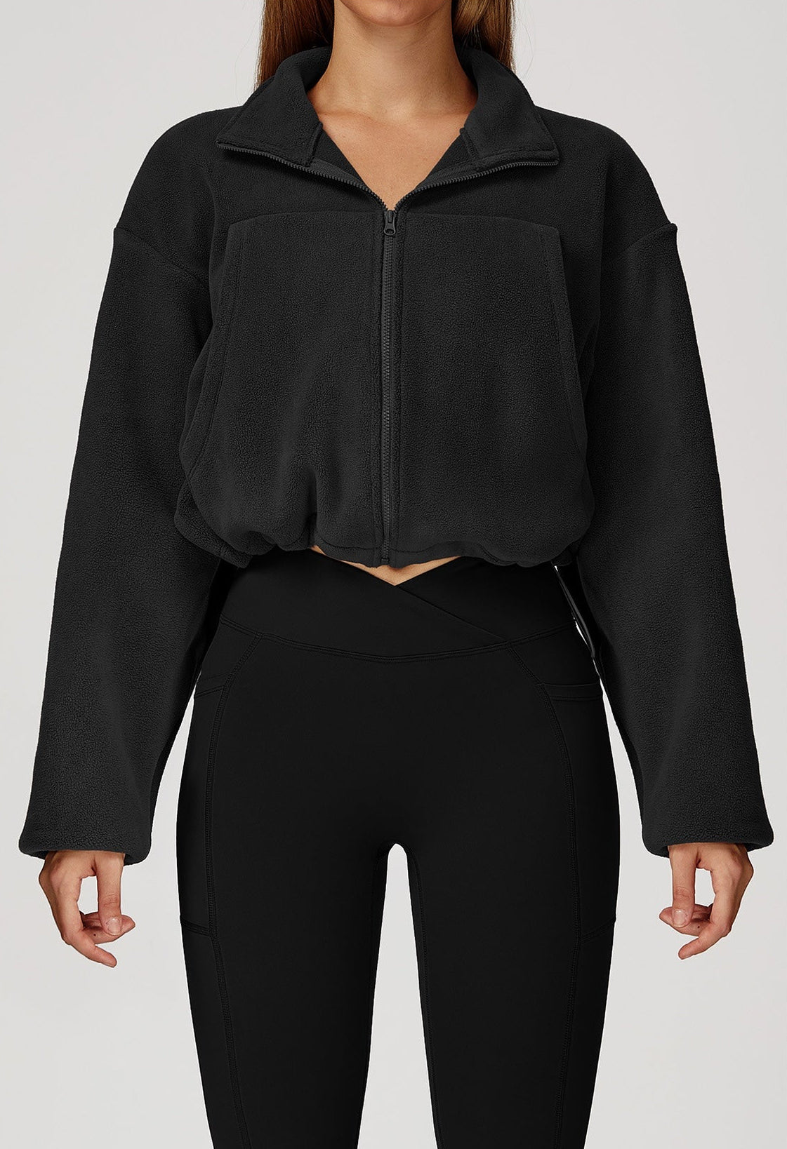 YOHA women's fleece-lined workout jacket in cherry red