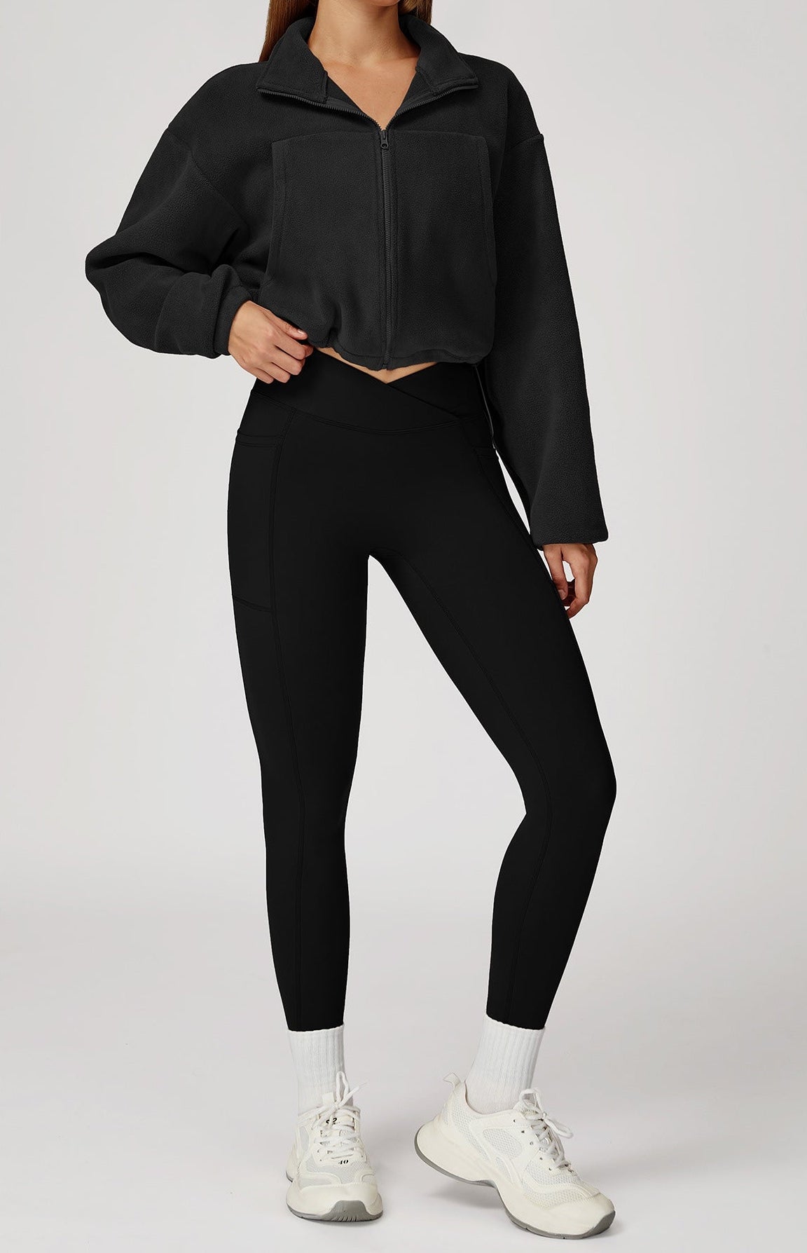 YOHA women's fleece-lined workout jacket in cherry red