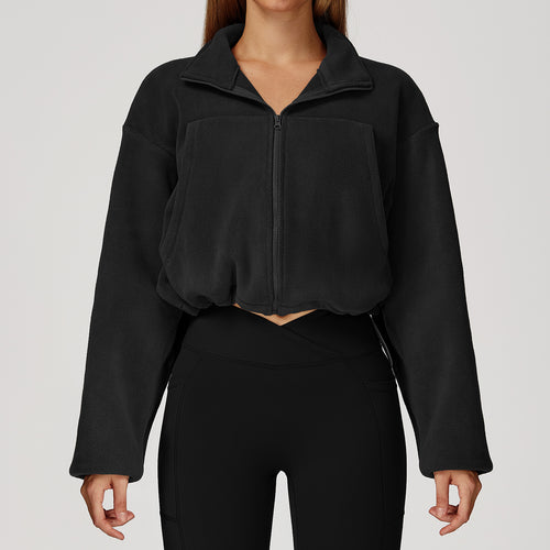 YOHA women's fleece-lined workout jacket in cherry red