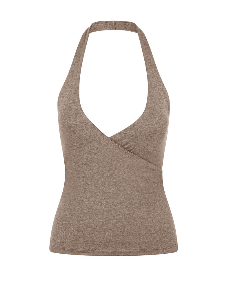 Halter Neck Push-Up Sports Bra for Women — Open Back