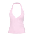 YOHA women's halter neck push-up open back sports bra in light pink