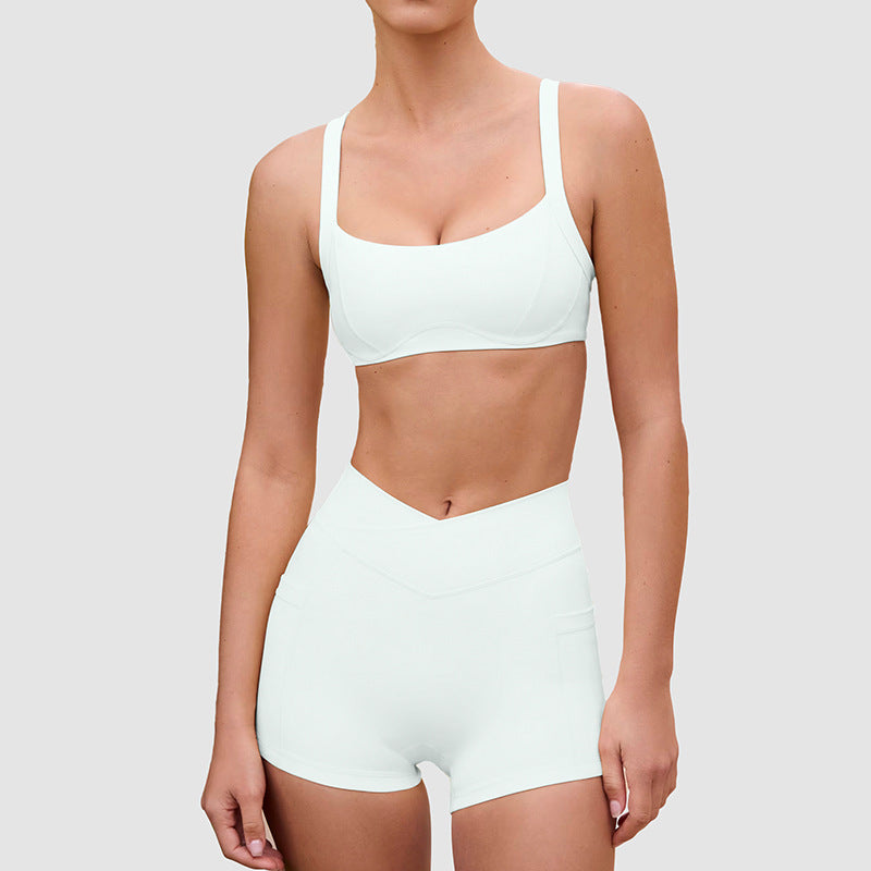 Cross-Waist Shorts & l Back Sports Bra