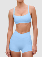 Cross-Waist Shorts & l Back Sports Bra