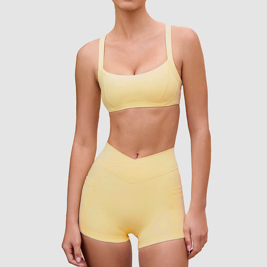 Cross-Waist Shorts & l Back Sports Bra