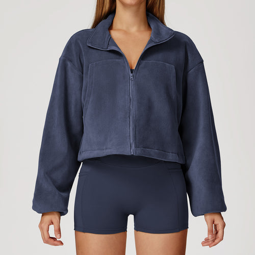 YOHA women's fleece-lined workout jacket in midnight blue