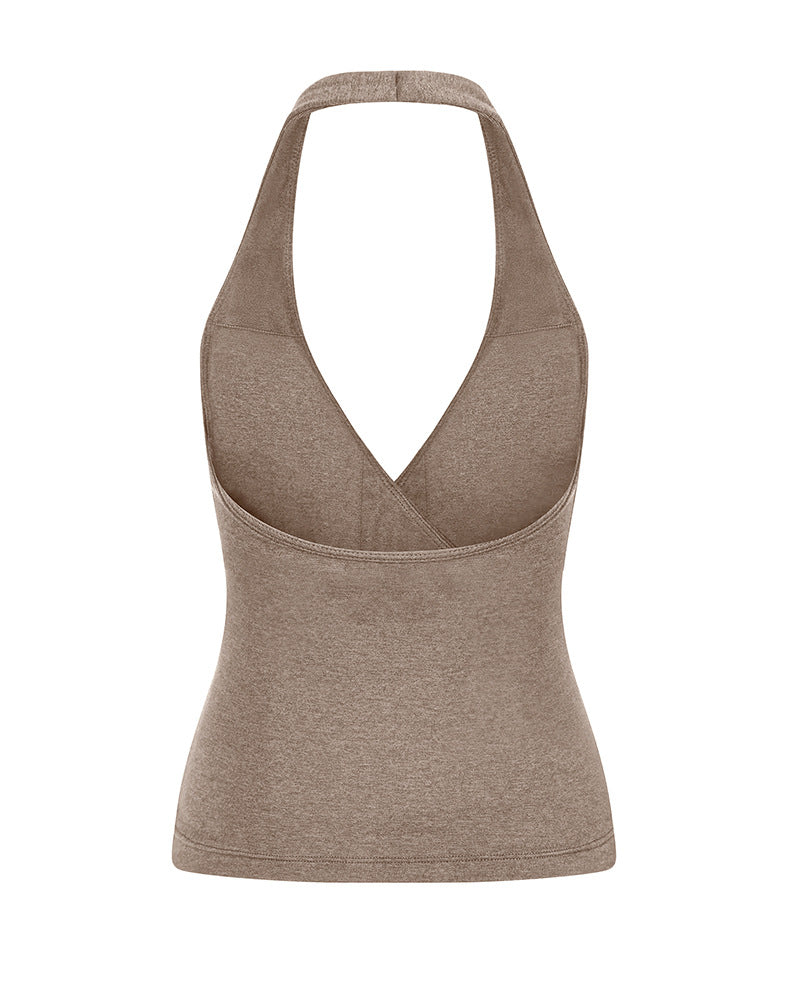 Halter Neck Push-Up Sports Bra for Women — Open Back