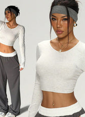 Long Sleeve Crop Top & Wide-Leg Pants