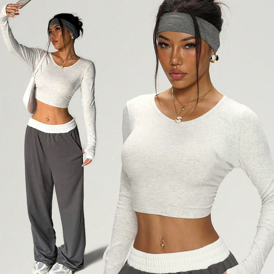 Long Sleeve Crop Top & Wide-Leg Pants