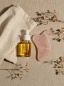 Rose Quartz Gua Sha Facial Tool self-care flat lay