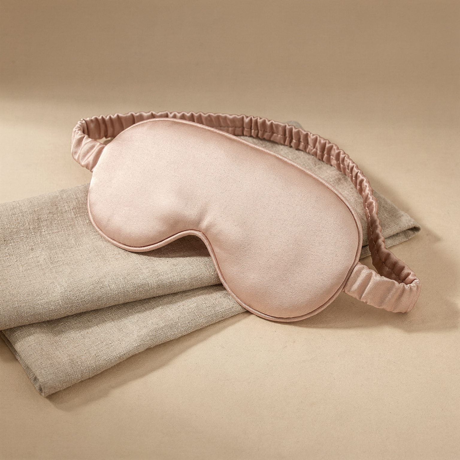 Blossom pink mulberry silk eye mask and headband gift set