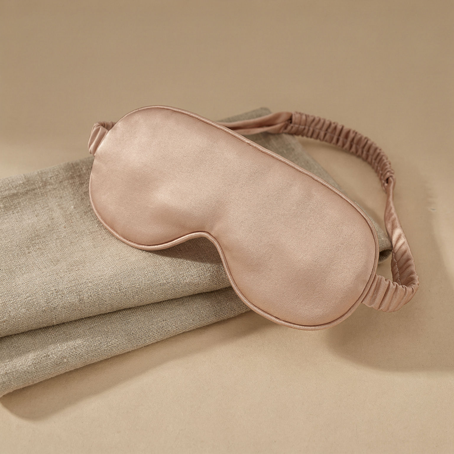 Nude mulberry silk eye mask and headband gift set