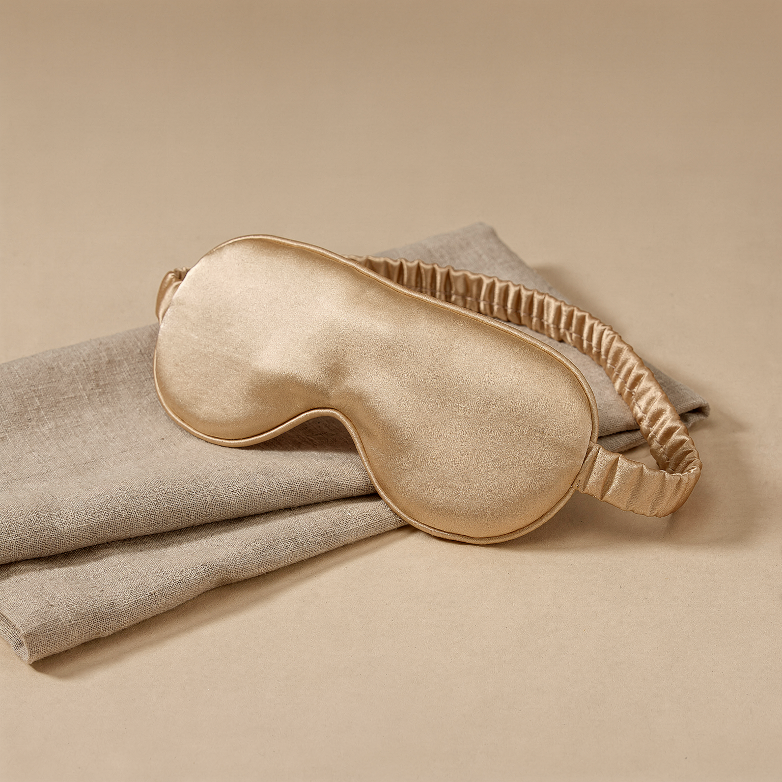 Champagne mulberry silk eye mask and headband gift set