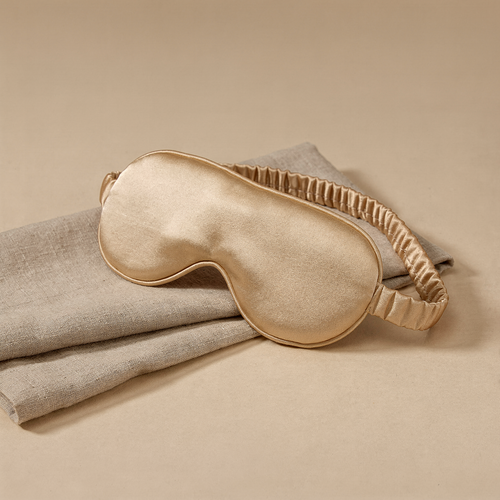Champagne mulberry silk eye mask and headband gift set