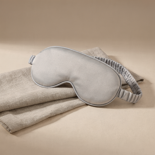 Fog blue mulberry silk eye mask and headband gift set