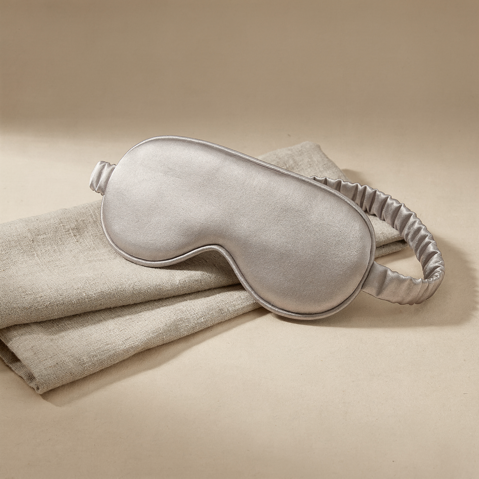 Silver grey mulberry silk eye mask and headband gift set
