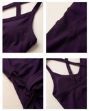Twisted-Front Sleeveless Yoga Jumpsuit for Women — Built-In Bra