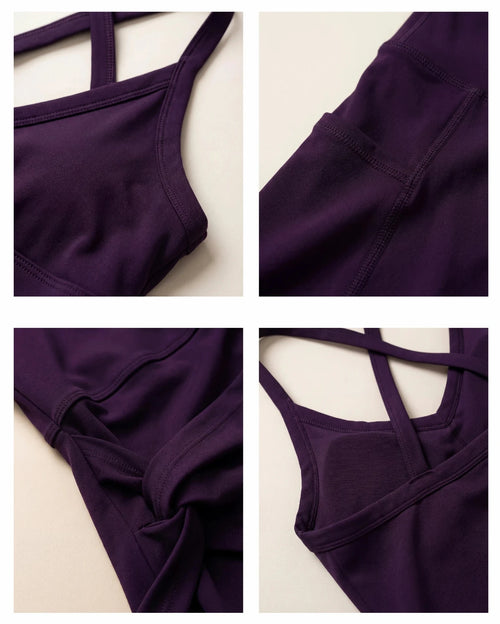 Twisted-Front Sleeveless Yoga Jumpsuit for Women — Built-In Bra