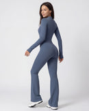 Zip-Up Long-Sleeve Workout Jumpsuit for Women