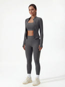 3-Piece Matching Workout Set — Sports Bra, Jacket & Yoga Pants