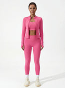 3-Piece Matching Workout Set — Sports Bra, Jacket & Yoga Pants