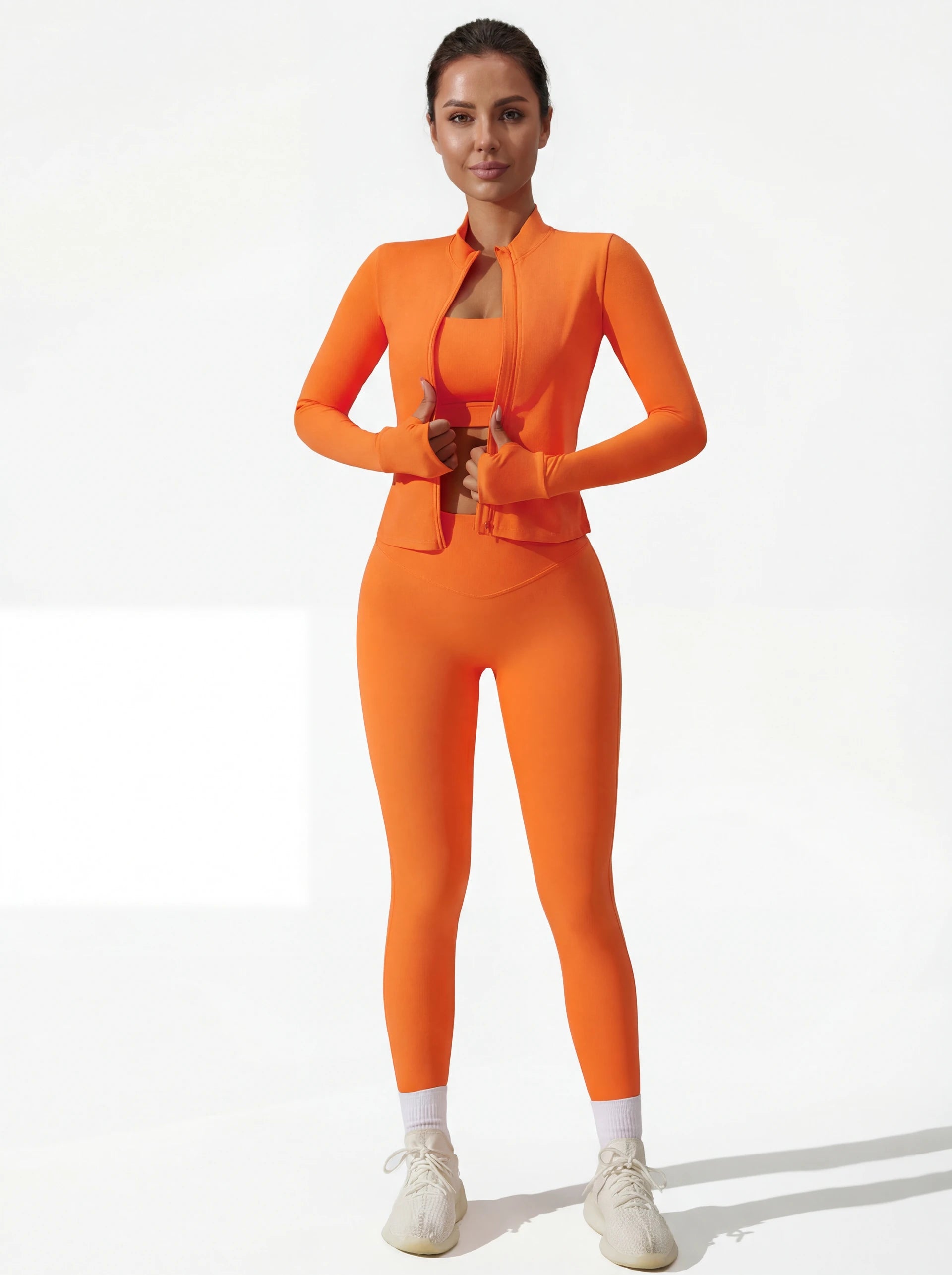 3-Piece Matching Workout Set — Sports Bra, Jacket & Yoga Pants