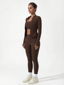 3-Piece Matching Workout Set — Sports Bra, Jacket & Yoga Pants