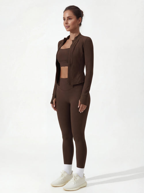 3-Piece Matching Workout Set — Sports Bra, Jacket & Yoga Pants