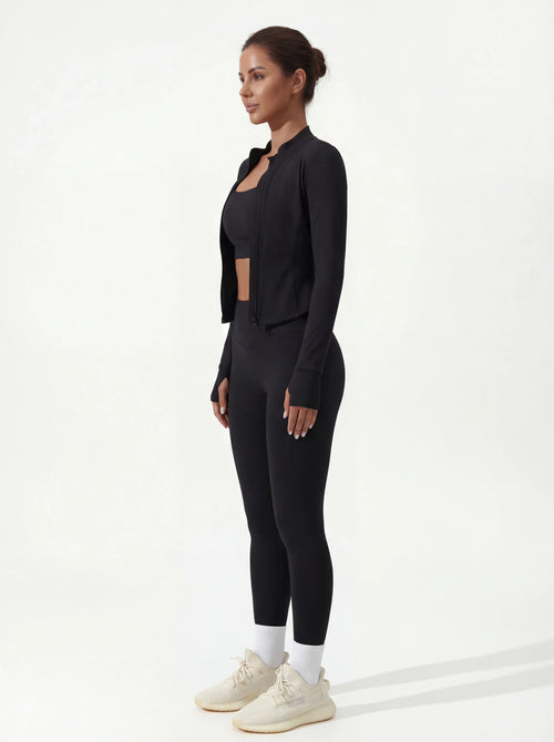 3-Piece Matching Workout Set — Sports Bra, Jacket & Yoga Pants