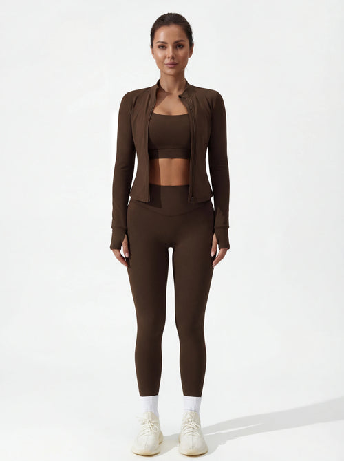3-Piece Matching Workout Set — Sports Bra, Jacket & Yoga Pants