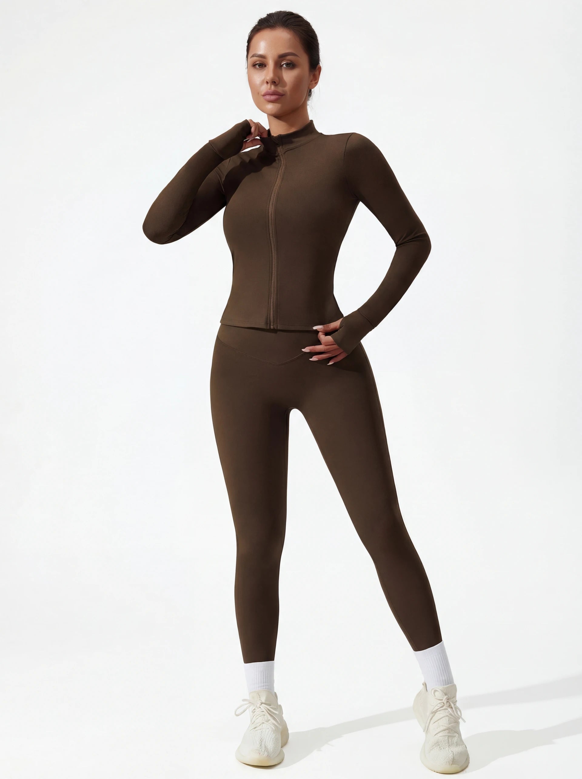 3-Piece Matching Workout Set — Sports Bra, Jacket & Yoga Pants