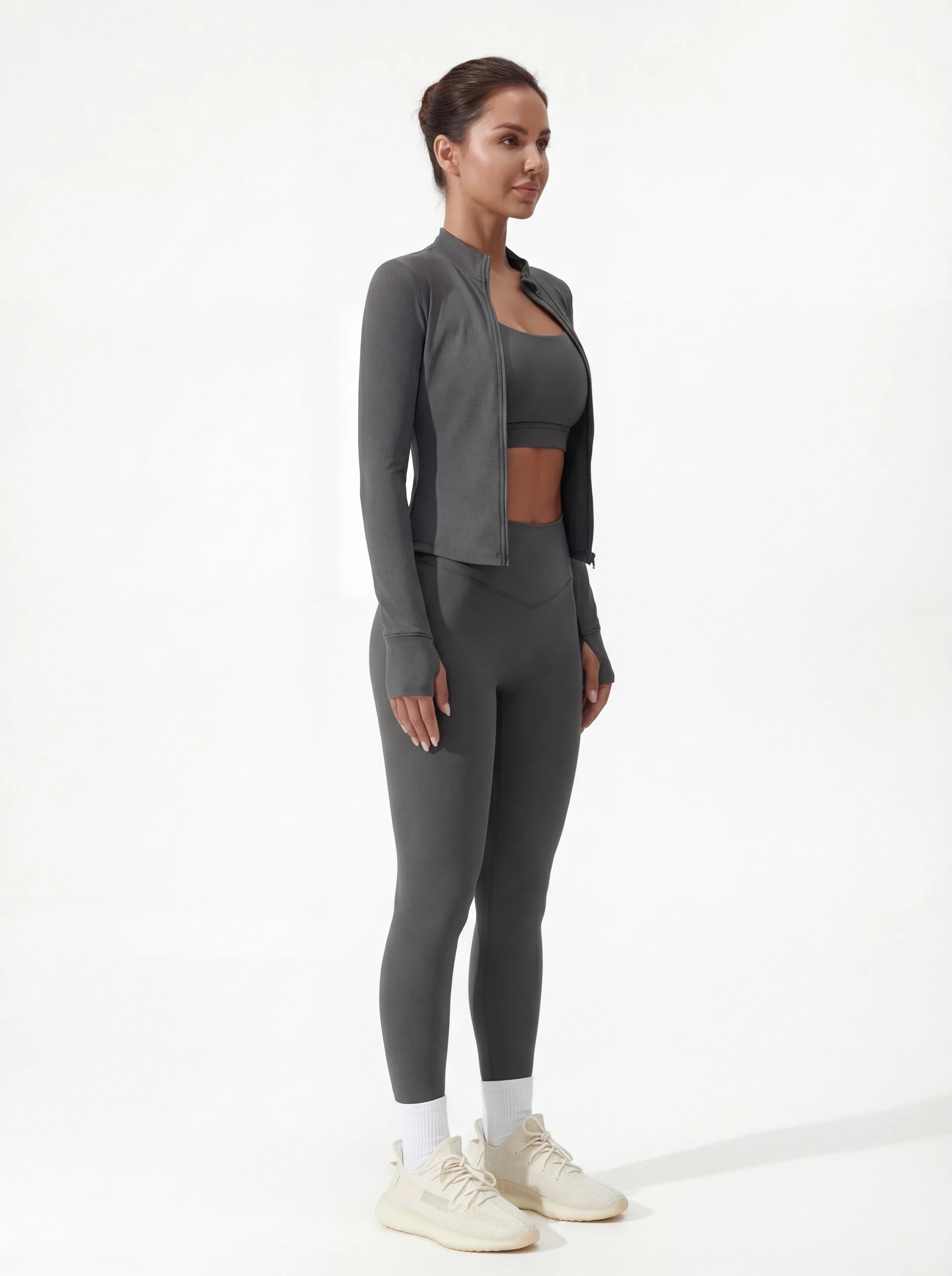 3-Piece Matching Workout Set — Sports Bra, Jacket & Yoga Pants