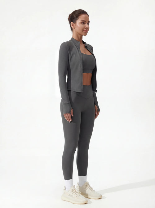 3-Piece Matching Workout Set — Sports Bra, Jacket & Yoga Pants