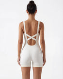 Cross-Back Sleeveless Yoga Bodysuit for Women — Hip Lift