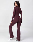 Zip-Up Long-Sleeve Workout Jumpsuit for Women