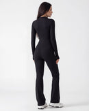 Zip-Up Long-Sleeve Workout Jumpsuit for Women