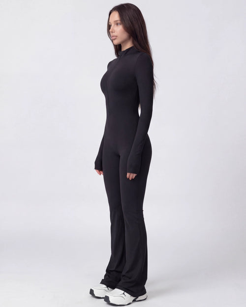 Zip-Up Long-Sleeve Workout Jumpsuit for Women