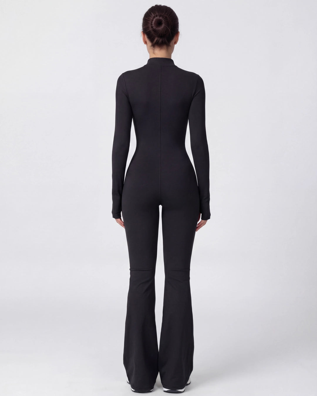 Zip-Up Long-Sleeve Workout Jumpsuit for Women
