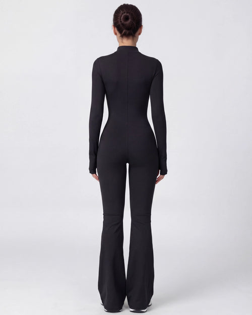 Zip-Up Long-Sleeve Workout Jumpsuit for Women