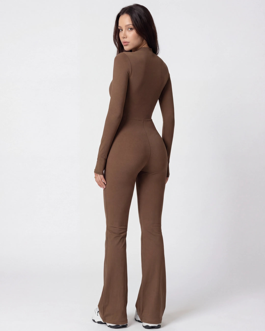 Zip-Up Long-Sleeve Workout Jumpsuit for Women