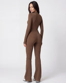 Zip-Up Long-Sleeve Workout Jumpsuit for Women