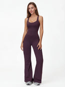 Crossback Flare Yoga Jumpsuit for Women - Sleeveless Wide-Leg Fitness Suit